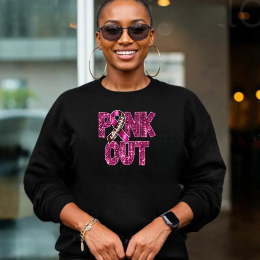 Pink Out (Faux Sequin/Glitter) Sweatshirt   (Color: Black/New)